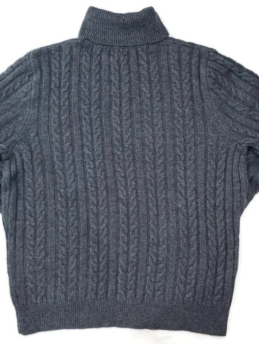 NWT J. Crew Knit Turtleneck Sweater Gray XL Cableknit Fisherman Lambs Wool Blend